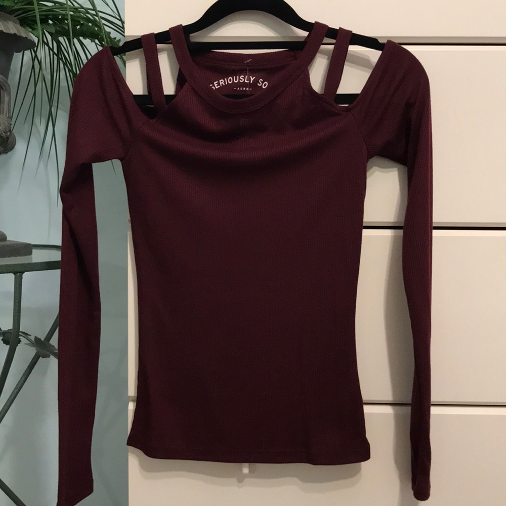 NWT Aeropostale XS Burgundy Off The Shoulder Top